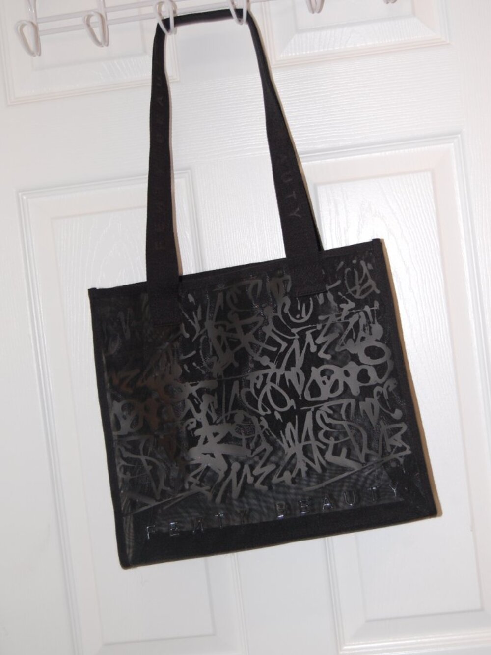 FENTY BEAUTY Black Tote Bag With Artistic Design Good Preowned Condition